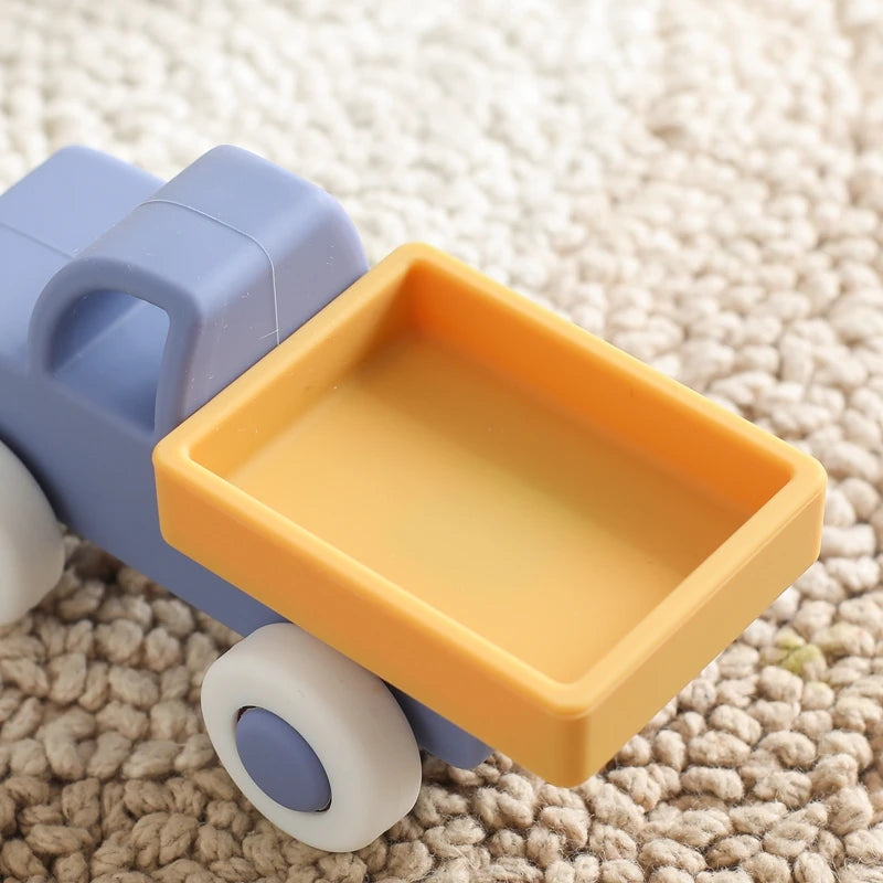 Montessori Baby Silicone Car Toys 0 12 Months Newborn Baby Things Silicone Baby Teether Toy Car Educational Toy Silicone Blocks