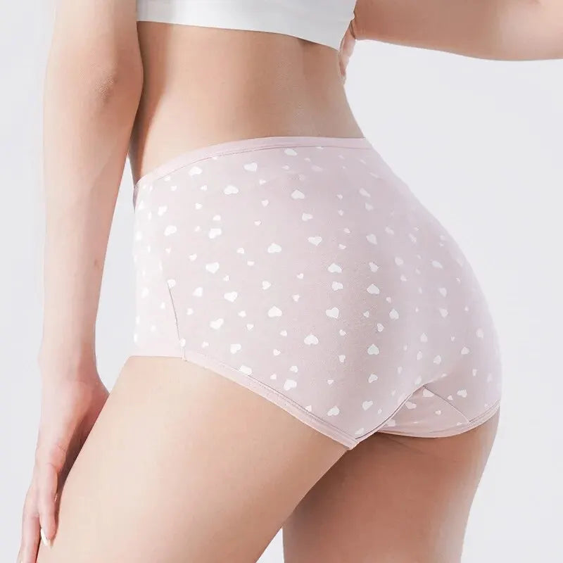 Shop 4Pcs High Waist Women's Cotton Panties - Fashion Print, Breathable, Plus Size M-5XL
