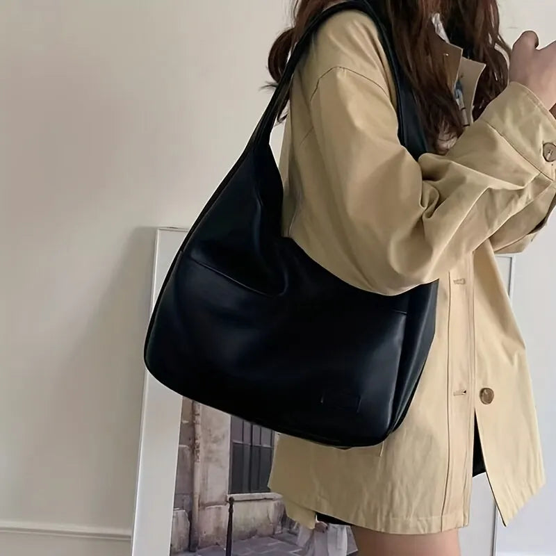 Shop Women's PU Leather Hobo Bag - Stylish, Spacious Shoulder Handbag for School & Work