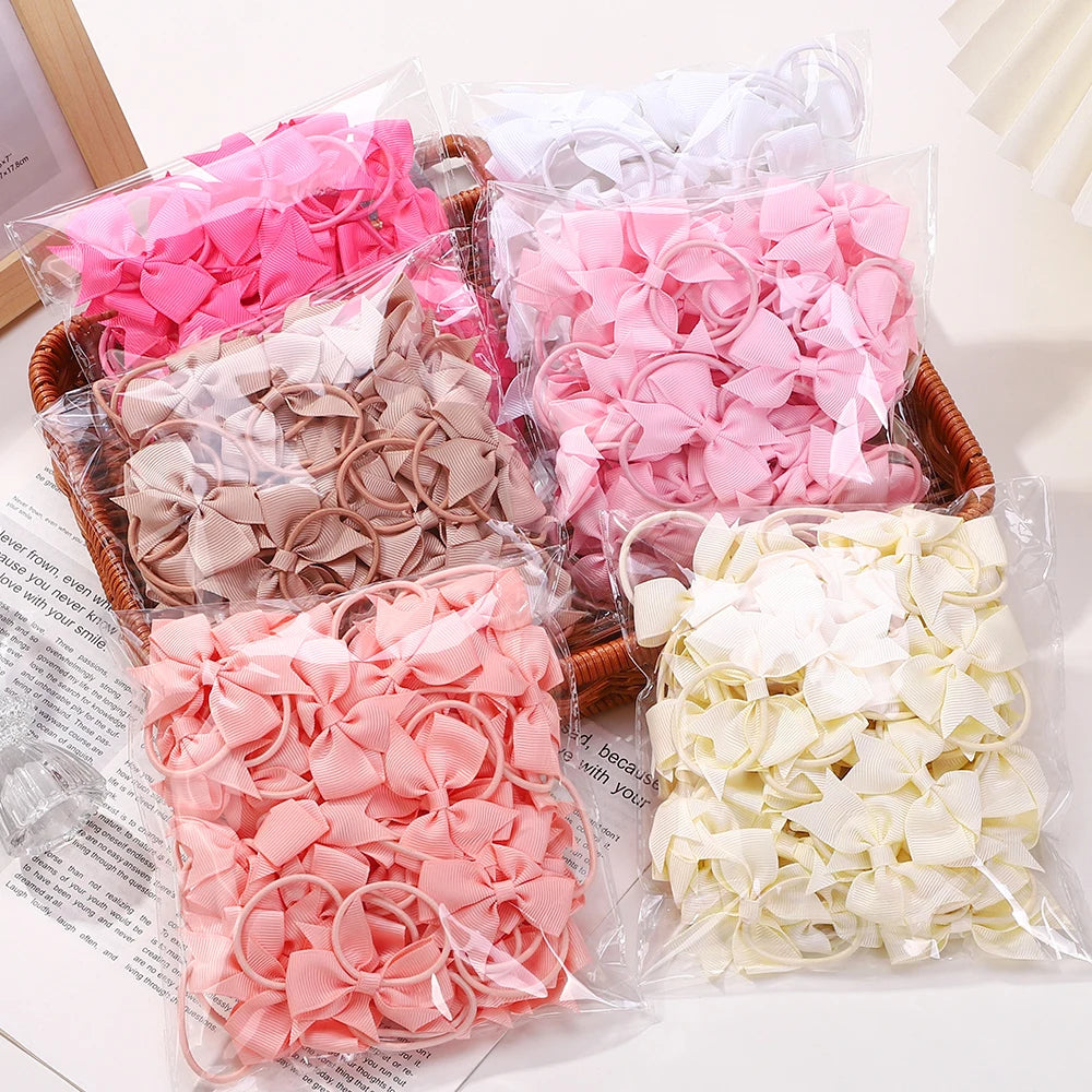 20Pcs/lot Girls Ribbon Hair Bows Rubber Band Kids Lovely Cheer Bowknot Hairband Boutique Children Headband headdress BABY BOWS