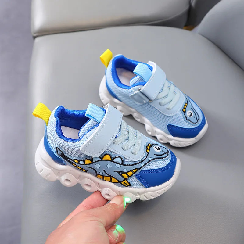 LED Light-Up Kids Sneakers - Breathable Cartoon Shoes