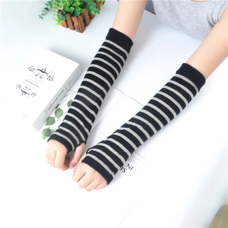 Hip-Hop Stripe Fingerless Gloves