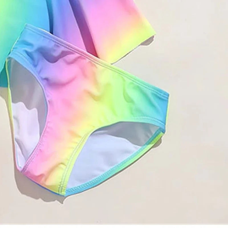 Shop Trendy 3-Piece Rainbow Swimsuit Set for Girls
