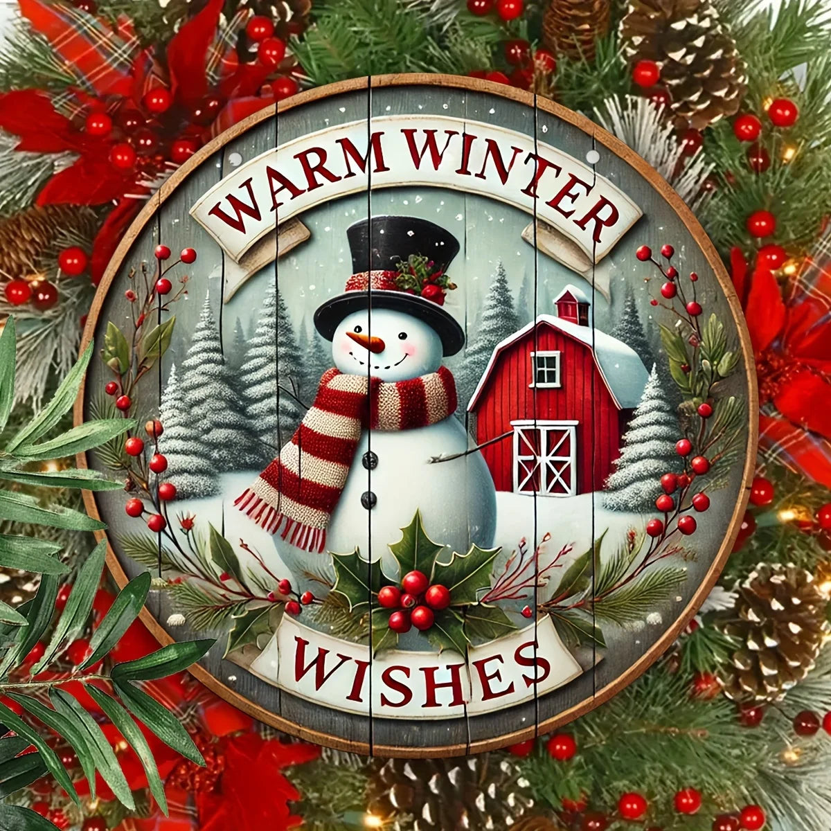 1pc,Christmas Dwarf Trio Wooden Logo -8x8 inch Wall Mounted Decoration - Welcome Logo for Rural Farmhouses