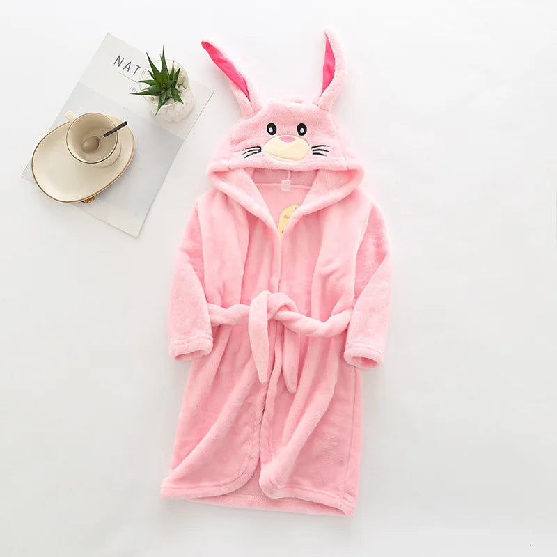 Boys Girls Hooded Bathrobe Toddler Rabbit Anime Cartoon Towel Beach Children's Sleepwear Baby Kids Bath Robes Pyjamas Nightgown