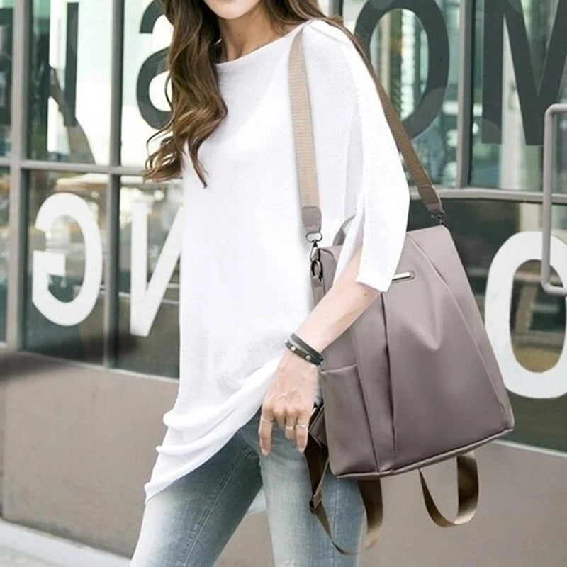 Shop Women's Multifunction Nylon Backpack - Casual, Solid Color, Detachable Strap