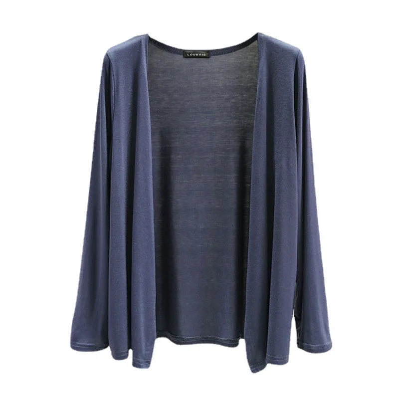 Solid Color Modal Female Outerwear Short Sweaters Lady Casual Long Sleeve Cardigan Coats Plus Size