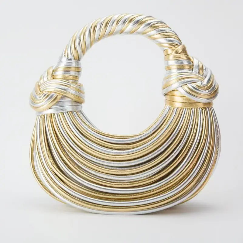 Shop Chic Handwoven Gold & Silver Hobo Clutch
