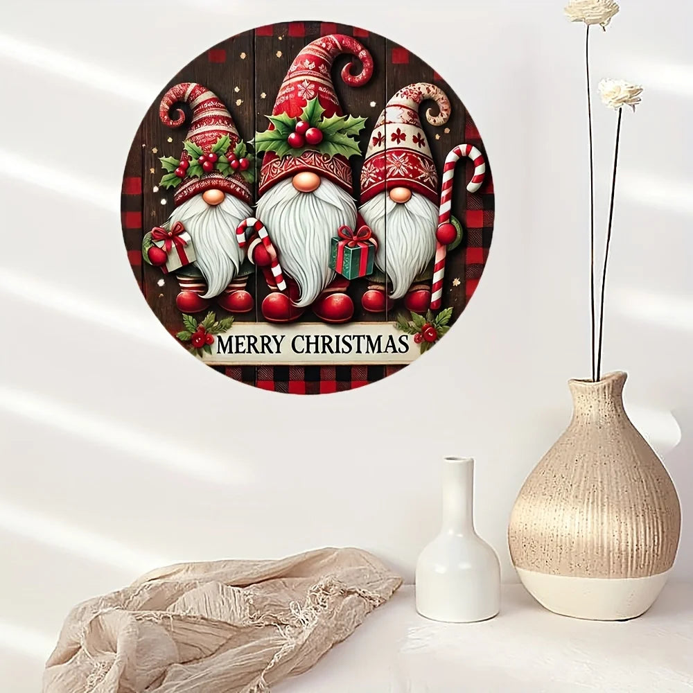 1pc,Christmas Dwarf Trio Wooden Logo -8x8 inch Wall Mounted Decoration - Welcome Logo for Rural Farmhouses