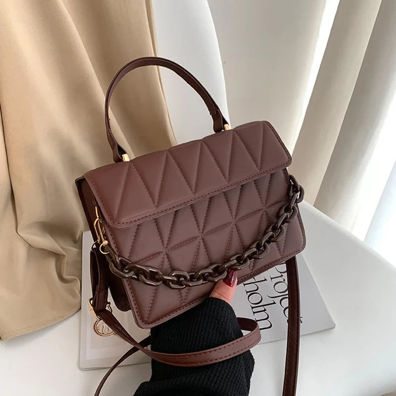 Shop Chic Plaid Crossbody Bag with Chain Accent for Everyday Use