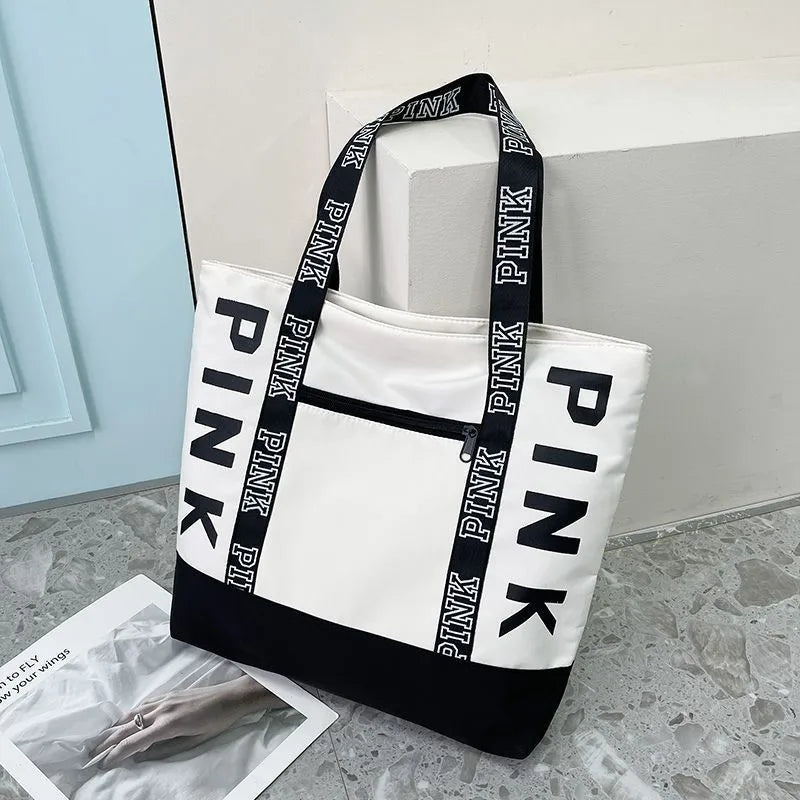 Shop Chic Nylon Tote: Stylish Multi-Color Shoulder Bag