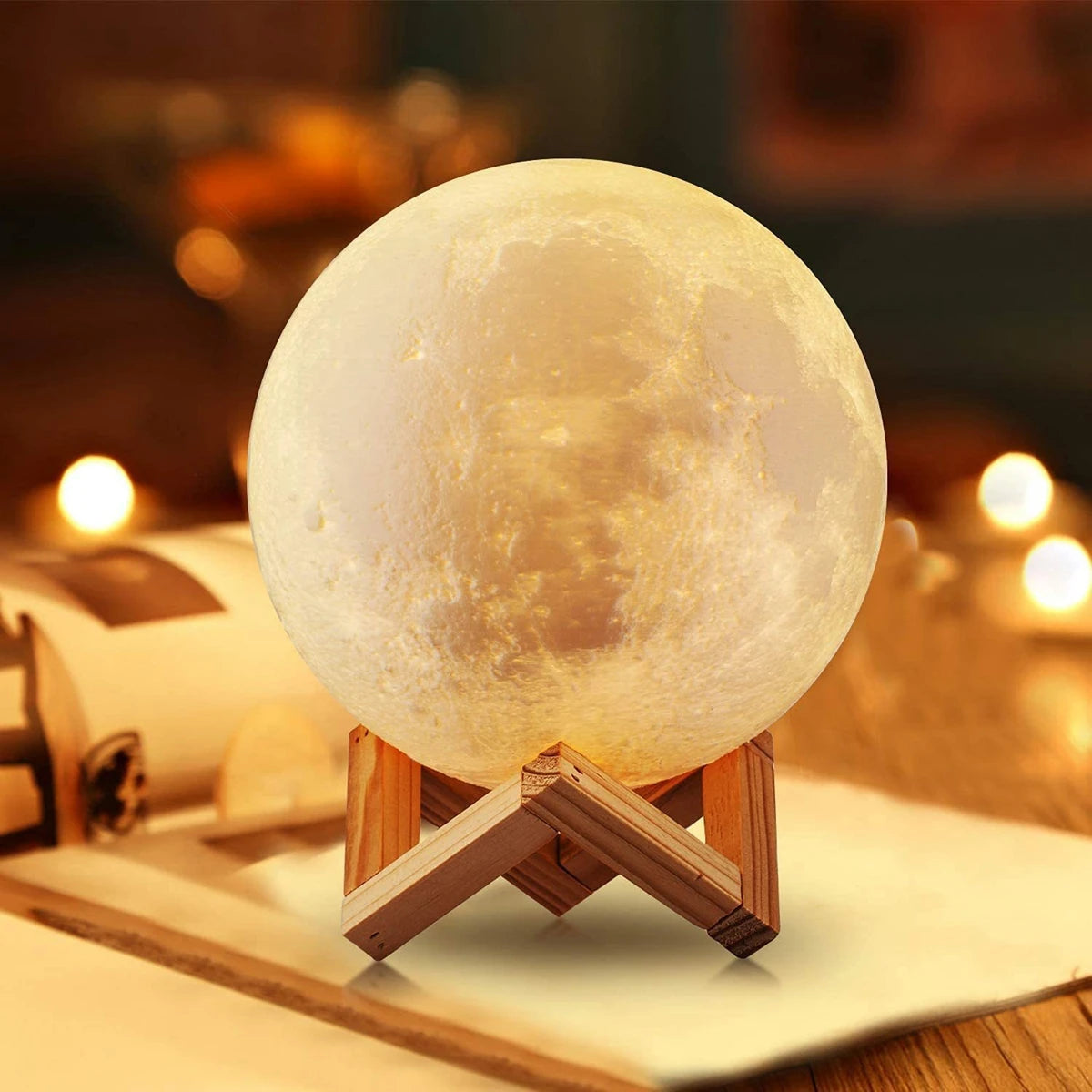 Shop 8cm LED Moon Night Light with Stand - Starry Bedroom Decor for Kids