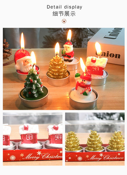 3Pcs/Set Christmas Candles Santa Snowman Xmas Tree Paraffin Gift Box Party Christmas Decoration Candles Home Decor Proposal Prop