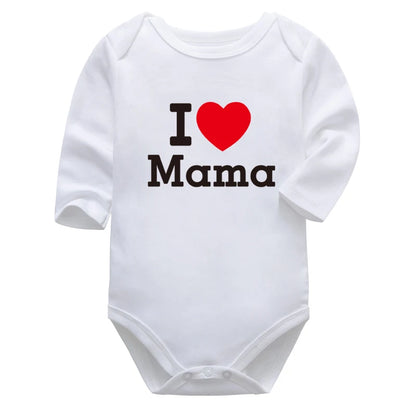 Baby Boys Girls Romper Cotton Long Sleeve Letter Print I Love Mom & Dad Jumpsuit Infant Clothing Newborn Baby Clothes