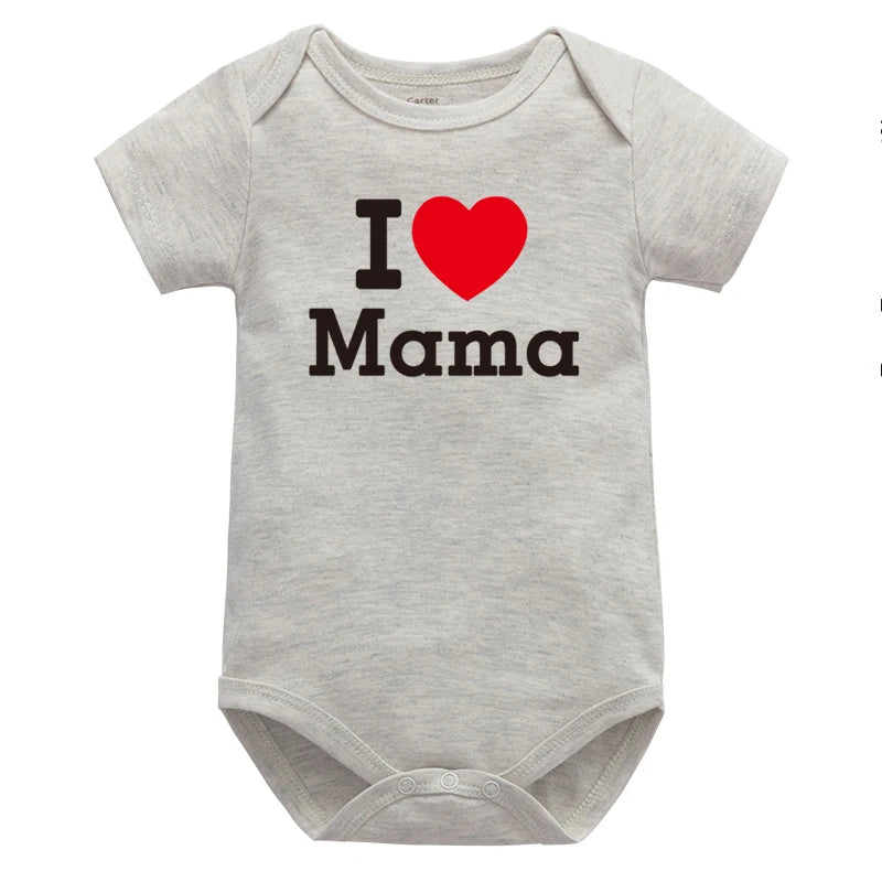 Baby Boys Girls Romper Cotton Long Sleeve Letter Print I Love Mom & Dad Jumpsuit Infant Clothing Newborn Baby Clothes