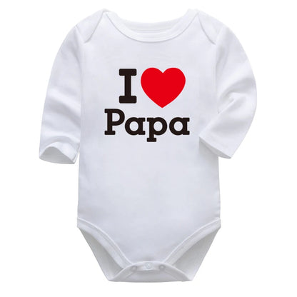 Baby Boys Girls Romper Cotton Long Sleeve Letter Print I Love Mom & Dad Jumpsuit Infant Clothing Newborn Baby Clothes