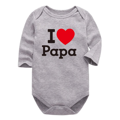 Baby Boys Girls Romper Cotton Long Sleeve Letter Print I Love Mom & Dad Jumpsuit Infant Clothing Newborn Baby Clothes
