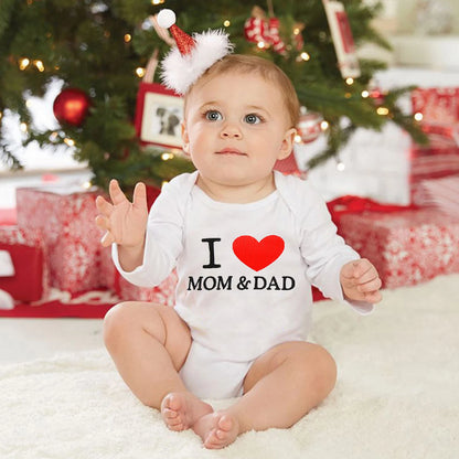 Baby Boys Girls Romper Cotton Long Sleeve Letter Print I Love Mom & Dad Jumpsuit Infant Clothing Newborn Baby Clothes