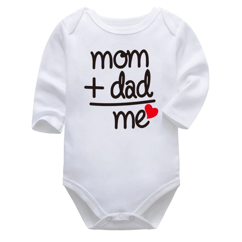 Baby Boys Girls Romper Cotton Long Sleeve Letter Print I Love Mom & Dad Jumpsuit Infant Clothing Newborn Baby Clothes