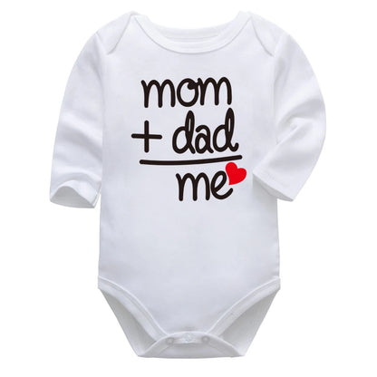 Baby Boys Girls Romper Cotton Long Sleeve Letter Print I Love Mom & Dad Jumpsuit Infant Clothing Newborn Baby Clothes