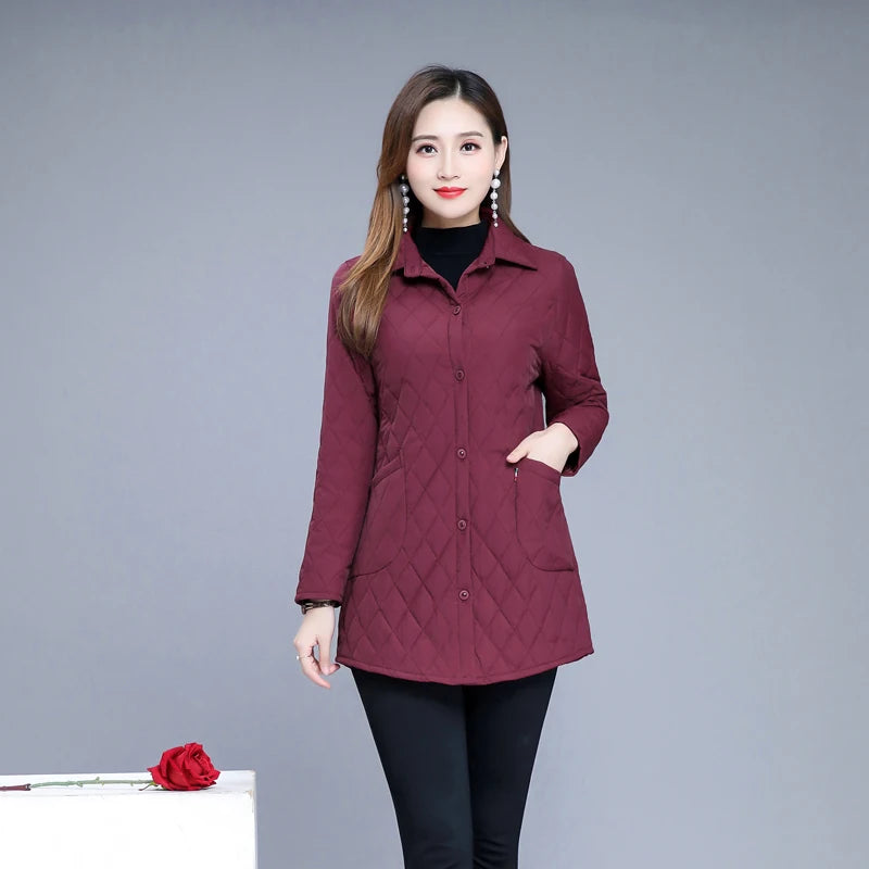 Autumn winter Warm thin quilted jacket Long-sleeved Jacket Parkas new middle age women cotton-padded tops mother Cotton coat