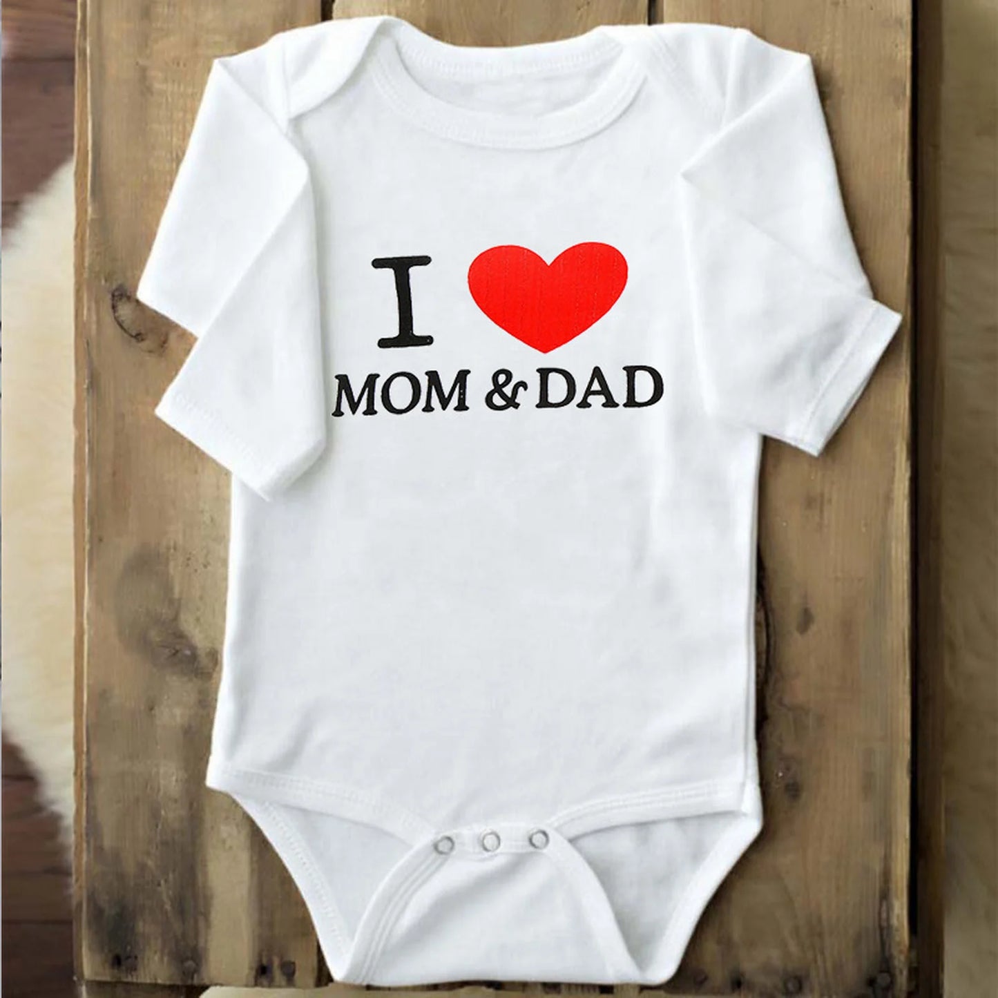 Baby Boys Girls Romper Cotton Long Sleeve Letter Print I Love Mom & Dad Jumpsuit Infant Clothing Newborn Baby Clothes