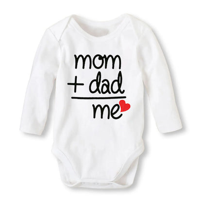 Baby Boys Girls Romper Cotton Long Sleeve Letter Print I Love Mom & Dad Jumpsuit Infant Clothing Newborn Baby Clothes