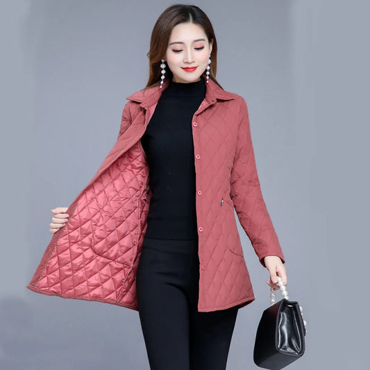 Autumn winter Warm thin quilted jacket Long-sleeved Jacket Parkas new middle age women cotton-padded tops mother Cotton coat