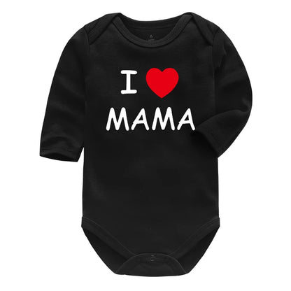 Baby Boys Girls Romper Cotton Long Sleeve Letter Print I Love Mom & Dad Jumpsuit Infant Clothing Newborn Baby Clothes