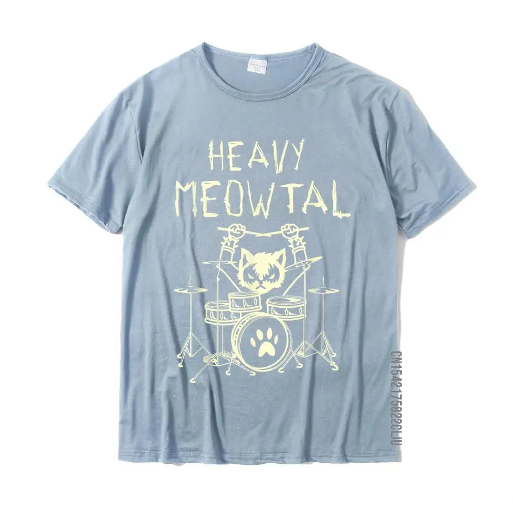 Heavy Meowtal Cat Metal Music Gift Idea Funny Pet Owner T-Shirt Latest Printed Tops Shirt Cotton T Shirts For Boys Geek