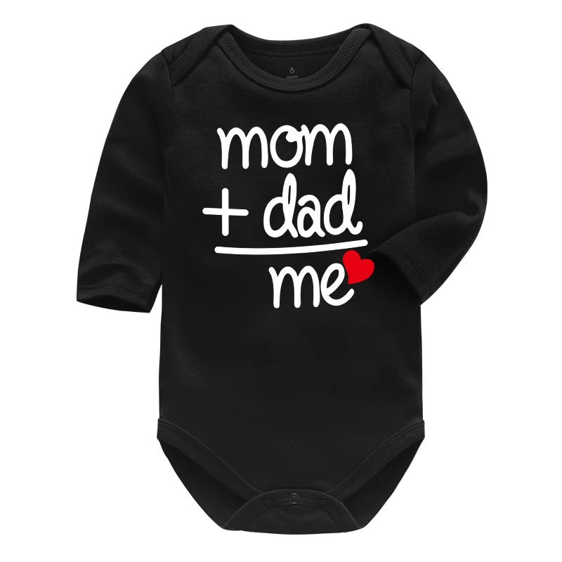 Baby Boys Girls Romper Cotton Long Sleeve Letter Print I Love Mom & Dad Jumpsuit Infant Clothing Newborn Baby Clothes