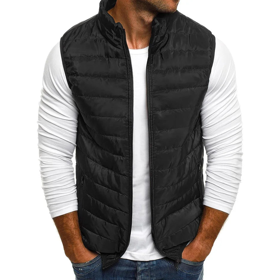 Aiwetin Men' Sleeveless Vest Jackets Winter Fashion Male Cotton-Padded Vest Coats Men Stand Collar Warm Waistcoats Clothing 5XL