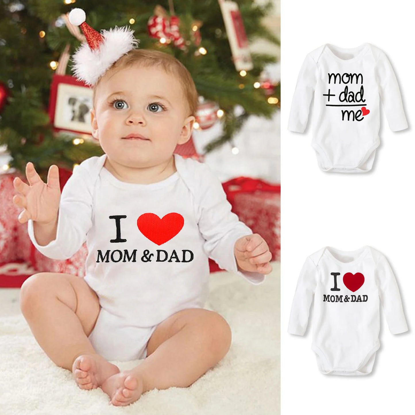 Baby Boys Girls Romper Cotton Long Sleeve Letter Print I Love Mom & Dad Jumpsuit Infant Clothing Newborn Baby Clothes