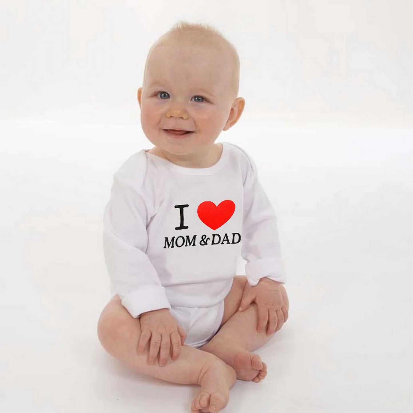 Baby Boys Girls Romper Cotton Long Sleeve Letter Print I Love Mom & Dad Jumpsuit Infant Clothing Newborn Baby Clothes