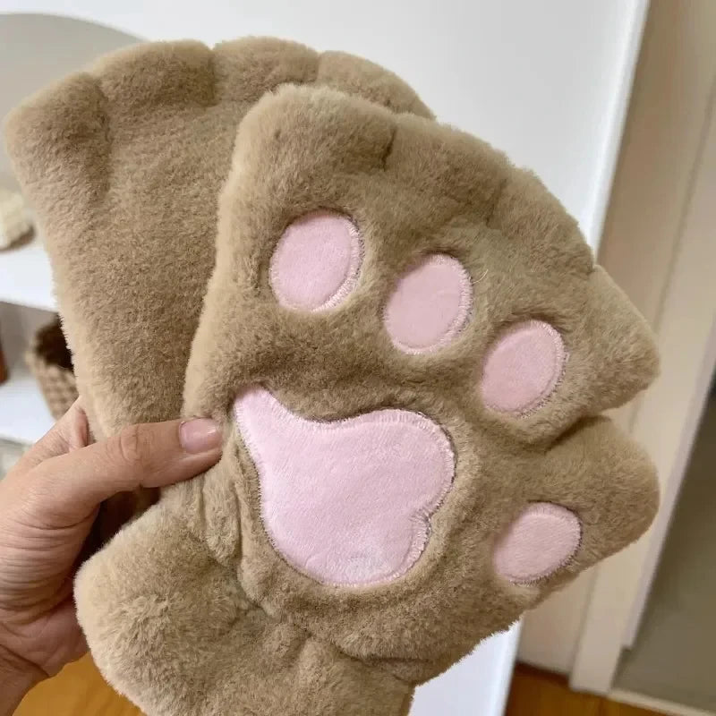 Soft Plush Cat Claw Mittens