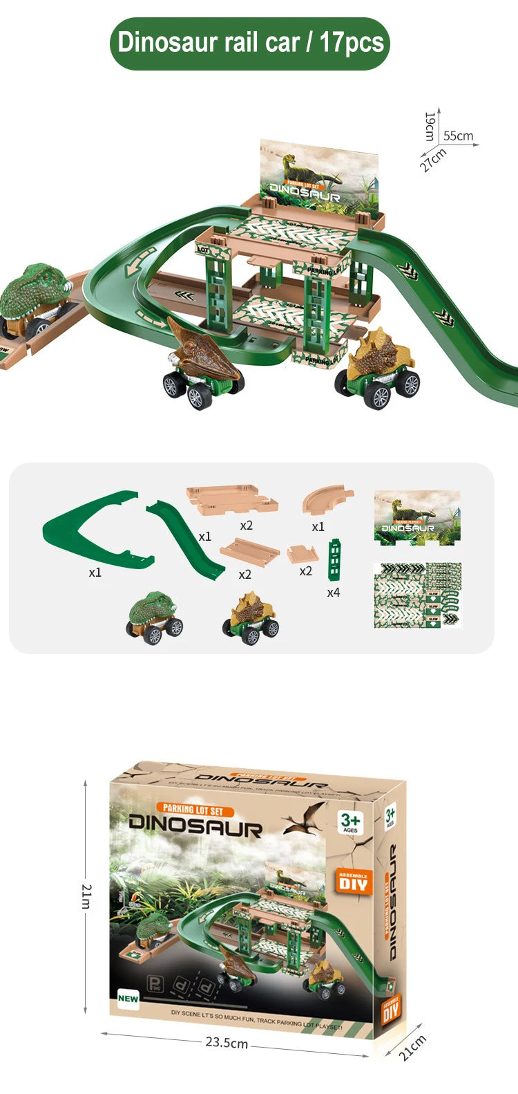 Children's track parking lot toys multi-storey car parking building fire police engineering dinosaur car toys