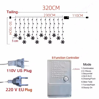 Shop Snowflake LED Curtain Lights - 8 Modes, EU Plug