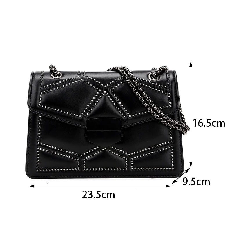 Shop Vintage Rivet Chain Crossbody Bag - Chic PU Leather Handbag