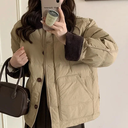 2024 new short Korean style women's winter loose cotton coat thickened small fragrant cotton coat trendy fashion jacket
