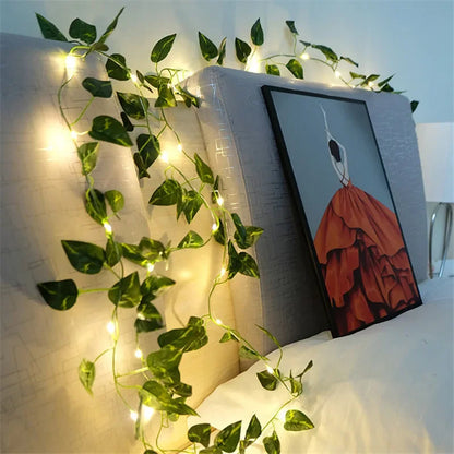 Shop Green Leaf Fairy String Lights - Battery-Powered Vine Garland for Home Decor