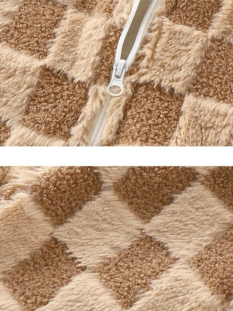 Shop Kids' Thermal Fleece Jacket - Warm Faux Fur Zipper Coat