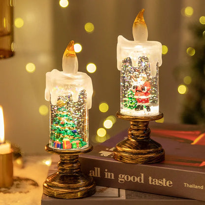 Christmas decorations wind lamp candle candlestick snow snowflake music box creative Xmas gift scene arrangement