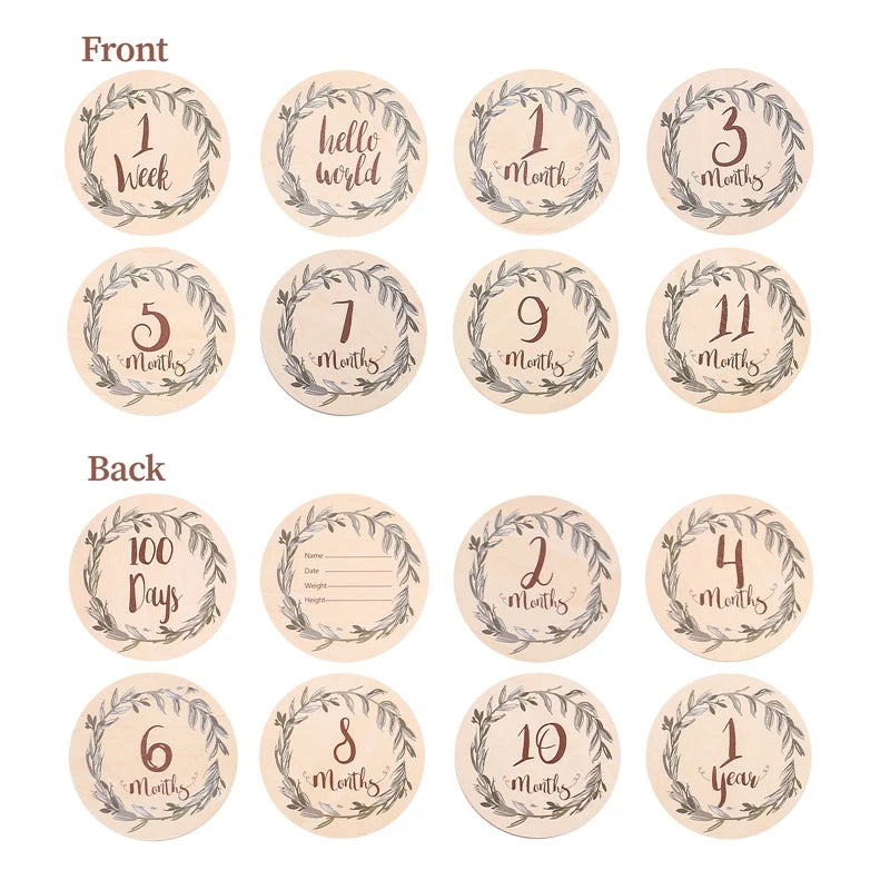 2Pcs Baby Wooden Balloon Milestone Cards Photography Accessories Baby Photography Shooting Props For Newborn Birthing Gifts