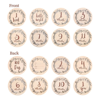 2Pcs Baby Wooden Balloon Milestone Cards Photography Accessories Baby Photography Shooting Props For Newborn Birthing Gifts