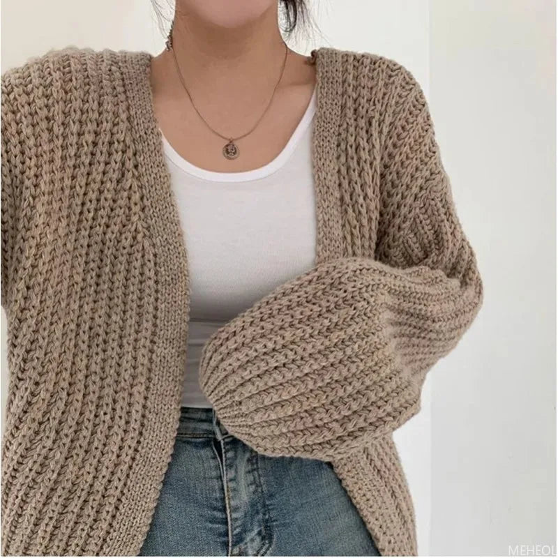 Shop Versatile Knit V-Neck Cardigan - Women's Streetwear Vintage Style