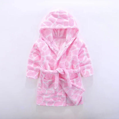 Boys Girls Hooded Bathrobe Toddler Rabbit Anime Cartoon Towel Beach Children's Sleepwear Baby Kids Bath Robes Pyjamas Nightgown