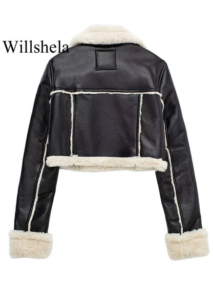 Shop Women's Chic Zipper Jacket - Vintage Lapel, Long Sleeves