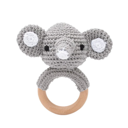 Baby Crochet Rattle Wooden Teether Toy BPA Free Wood Rodent Rabbit Rattle Baby Mobile Play Gym Newborn Educational Music Toys