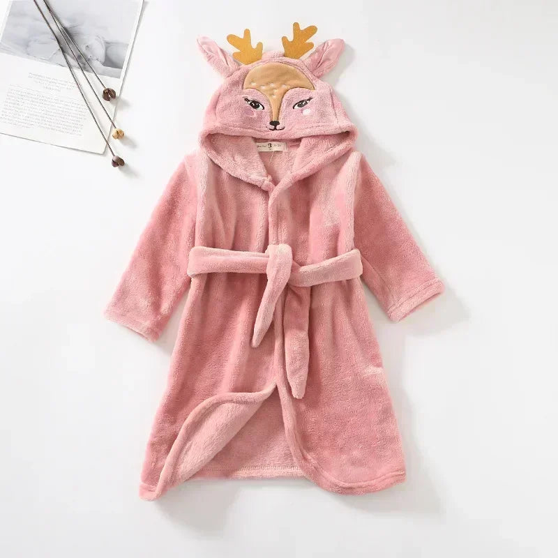 Boys Girls Hooded Bathrobe Toddler Rabbit Anime Cartoon Towel Beach Children's Sleepwear Baby Kids Bath Robes Pyjamas Nightgown
