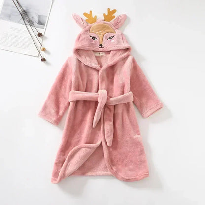 Boys Girls Hooded Bathrobe Toddler Rabbit Anime Cartoon Towel Beach Children's Sleepwear Baby Kids Bath Robes Pyjamas Nightgown